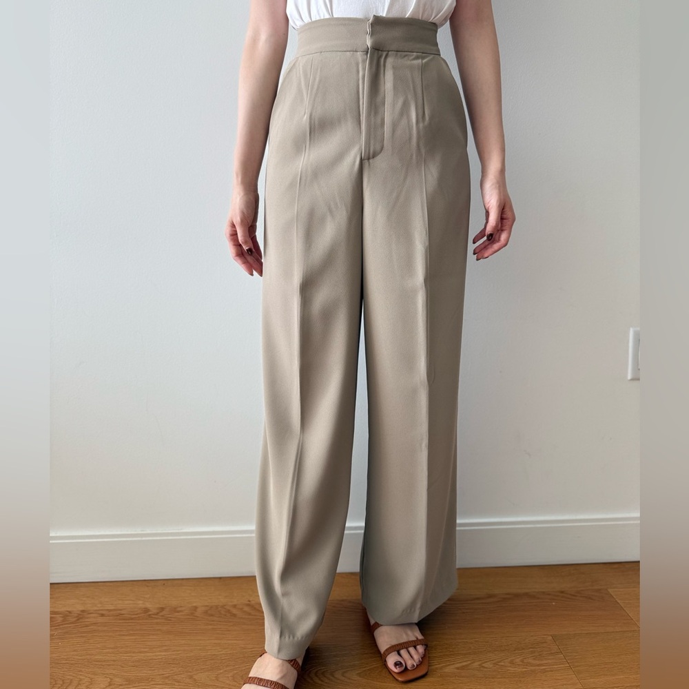 Chic Taupe Wide Leg Women's Pants